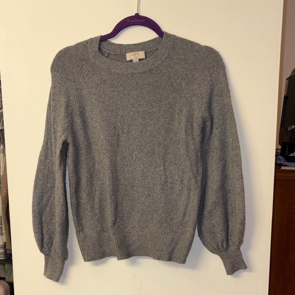 LOFT Heather Gray Knit Sweater